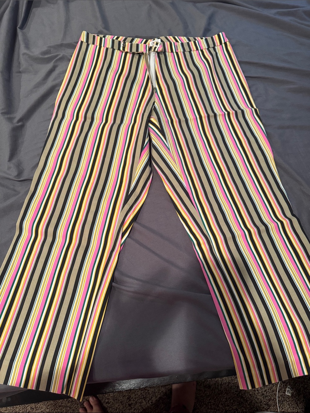 Arche Striped Multicolor Waistband Skirt - Pink, Yellow, Black, Green, Tan